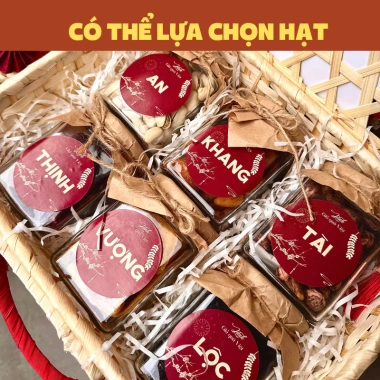 Giỏ quà Tết 2.026 Bính Ngọ mây tre đan - Set hạt dinh dưỡng, sinh thái, giá 209.000 VND