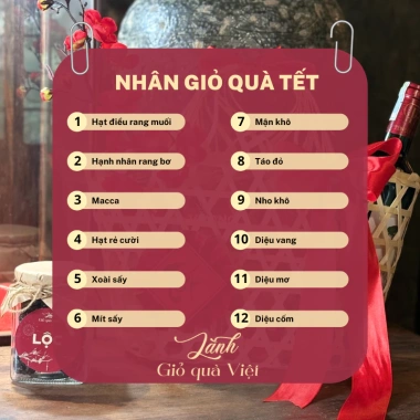 Giỏ quà Tết 2.026 Bính Ngọ mây tre đan - Set hạt dinh dưỡng, sinh thái, giá 209.000 VND