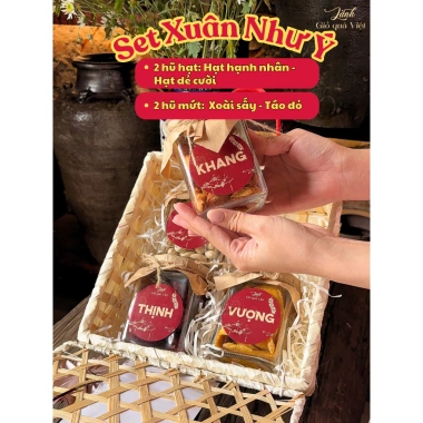 Giỏ quà Tết 2.026 Bính Ngọ mây tre đan - Set hạt dinh dưỡng, sinh thái, giá 209.000 VND