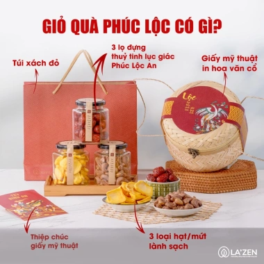 Giỏ quà Tết 2.026 mây tre đan - Hạt dinh dưỡng hỗ trợ sức khỏe La'zen, giảm còn 447.450₫ 4