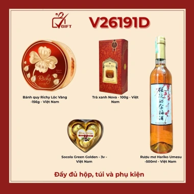 Giỏ Quà Tết Đẹp 2.026 - Giá ưu đãi 399k, Bao gồm Đồ Ăn, Rượu, Trang Trí