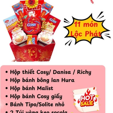 Giỏ Quà Tết Đỏ Truyền Thống 10 Món Tài Lộc 2.026 – Combo Bánh Kẹo Cao Cấp, Biếu Tặng Sang Trọng Giá 379.000₫