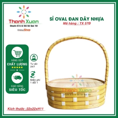 Giỏ quà Tết - Đựng trái cây oval đan dây cam, giảm giá 52.000₫ (giá gốc 62.920₫) 2