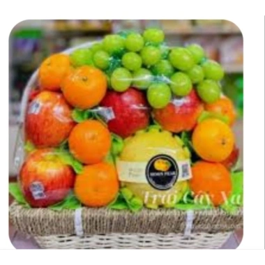 Giỏ quà Tết giỏ trái cây, giỏ hoa quả mây viền cói - Giá sỉ 60.000, giảm còn 48.000 VNĐ 5