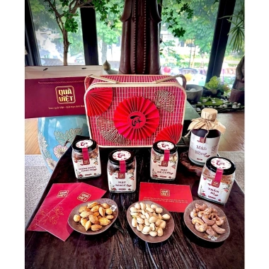 Giỏ quà Tết mây tre đan Thịnh Vượng - Hạt dinh dưỡng cao cấp, giảm 19% - Quà Việt