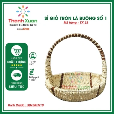 Giỏ quà Tết trái cây tươi ngon, oval cạp tự nhiên - chỉ 60.000 VND