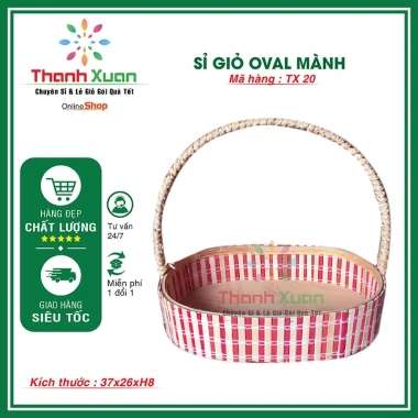 Giỏ quà Tết trái cây tươi ngon, oval cạp tự nhiên - chỉ 60.000 VND