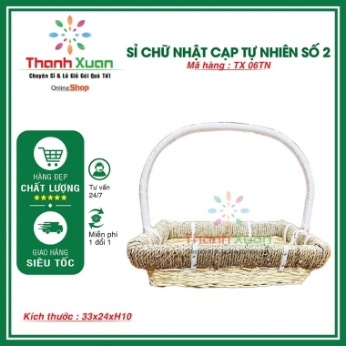 Giỏ quà Tết trái cây tươi ngon, oval cạp tự nhiên - chỉ 60.000 VND