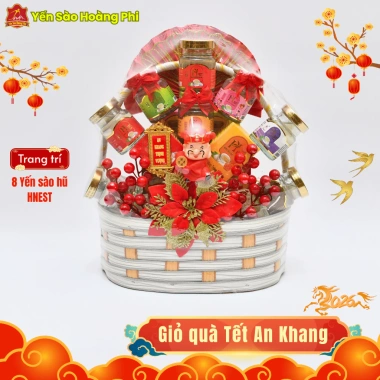 Giỏ Quà Tết Yến Sào 8 Hũ HNEST - Quà Tặng Sức Khỏe Hoàng Phi, Giảm Giá Đặc Biệt 421.200₫