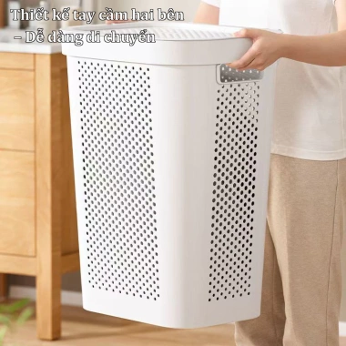 Giỏ Quần Áo Bánh Xe Nhựa Bền - Thùng Đựng Đồ Gia Đình Tay Cầm Tiện Lợi