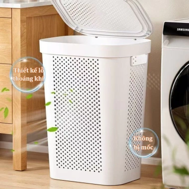 Giỏ Quần Áo Bánh Xe Nhựa Bền - Thùng Đựng Đồ Gia Đình Tay Cầm Tiện Lợi