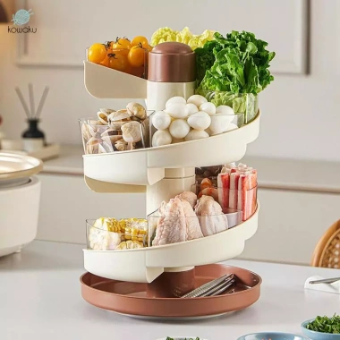 Giỏ Thoát Nước Lẩu Xoay – Khay Chia Vệ Sinh, Phục Vụ Thực Phẩm, Tiện Lợi Nhà Bếp 7