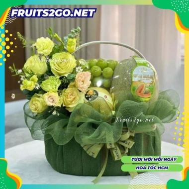 Giỏ trái cây nhập khẩu + 100% hoa tươi - Quà khai trương cao cấp, chỉ 850.000₫ 2