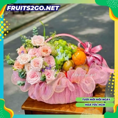 Giỏ trái cây nhập khẩu + 100% hoa tươi - Quà khai trương cao cấp, chỉ 850.000₫ 4