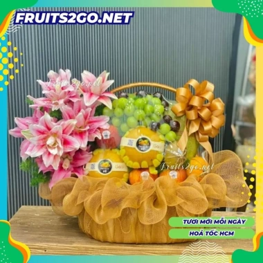 Giỏ trái cây nhập khẩu + 100% hoa tươi - Quà khai trương cao cấp, chỉ 850.000₫ 5