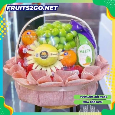 Giỏ trái cây nhập khẩu + 100% hoa tươi - Quà khai trương cao cấp, chỉ 850.000₫ 9