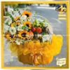 Giỏ Trái Cây Quà Tặng Phối Hoa Tươi Tông Xanh - Hỏa Tốc Giá Ưu Đãi 624k