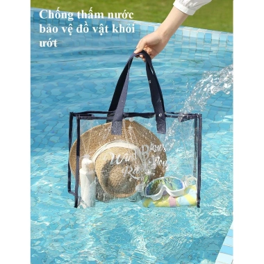 Giỏ xách đựng đồ cá nhân PVC trong suốt lớn, chống thấm nước, gấp gọn biển du lịch 69k 4 Giỏ xách đựng đồ cá nhân PVC trong suốt lớn, chống thấm nước, gấp gọn biển du lịch 69k 4