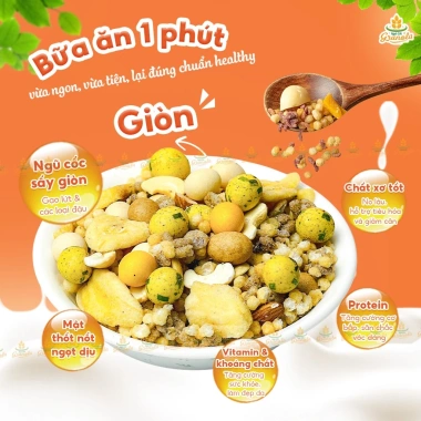 Giòn Rụm Ngũ Cốc Granola Gạo Lứt 600g - Ăn Sáng Ít Đường Giảm Cân, Hạt Ngon, Giá Ưu Đãi 169k