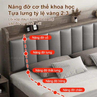 Giường ngủ gỗ hiện đại cao cấp, thiết kế tự nhiên, ngăn chứa tiện lợi, chắc chắn sang trọng - chỉ 1.799.500₫ 4