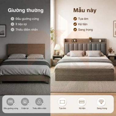 Giường ngủ gỗ hiện đại cao cấp, thiết kế tự nhiên, ngăn chứa tiện lợi, chắc chắn sang trọng - chỉ 1.799.500₫ 5