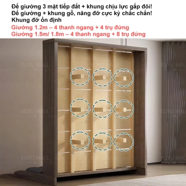 Giường ngủ gỗ hiện đại cao cấp, thiết kế tự nhiên, ngăn chứa tiện lợi, chắc chắn sang trọng - chỉ 1.799.500₫ 6