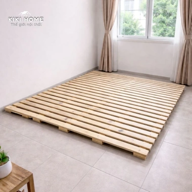 Giường Ngủ Pallet Gỗ Tự Nhiên Cao Cấp KIKI HOME - Gấp Gọn Tiết Kiệm Diện Tích, 289,100 VND