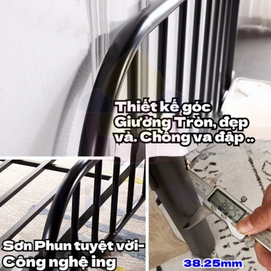 Giường sắt mỹ nghệ khung thép 1m‑1m8 đa kích thước, giảm 20% chỉ 1,088,000₫ 4