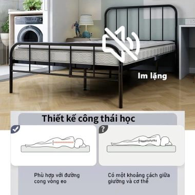 Giường sắt mỹ nghệ khung thép 1m‑1m8 đa kích thước, giảm 20% chỉ 1,088,000₫ 7
