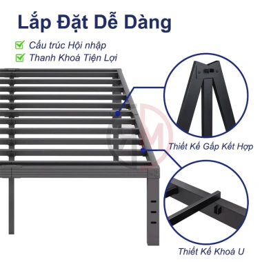 Giường sắt thanh đỡ thép - Bảng giường ổn định, yên tĩnh, giá ưu đãi 238.600₫