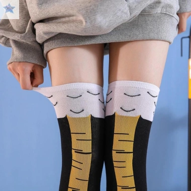 Gjcute 3D Ngộ Nghĩnh Chân Gà Đầu Gối Tất Cao Đùi Gà Cá Tính - Quà Tặng VN