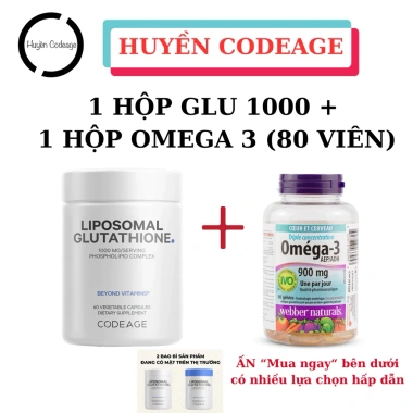 Glutathione 1.000mg Codeage 60 viên + Omega 3 Webber Natural 80 viên giảm 21tr
