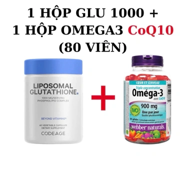 Glutathione 1.000mg Codeage 60 viên + Omega 3 Webber Natural 80 viên giảm 21tr