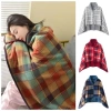 GOFIDIN Khăn choàng gia đình - Chăn lót lông cừu dày, polyester mềm, có nút, thích hợp văn phòng, du lịch - 177.552₫ 3