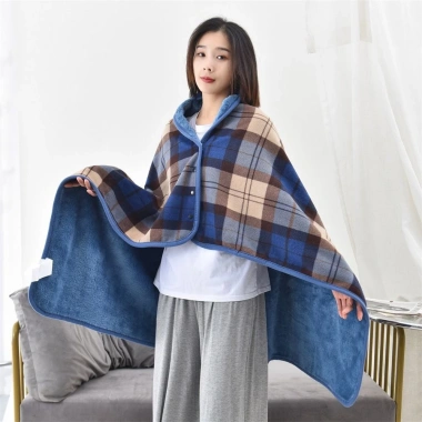 GOFIDIN Khăn choàng gia đình - Chăn lót lông cừu dày, polyester mềm, có nút, thích hợp văn phòng, du lịch - 177.552₫ 5