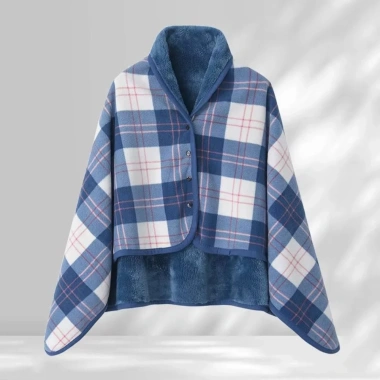 GOFIDIN Khăn choàng gia đình - Chăn lót lông cừu dày, polyester mềm, có nút, thích hợp văn phòng, du lịch - 177.552₫ 6