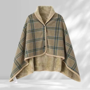 GOFIDIN Khăn choàng gia đình - Chăn lót lông cừu dày, polyester mềm, có nút, thích hợp văn phòng, du lịch - 177.552₫ 7