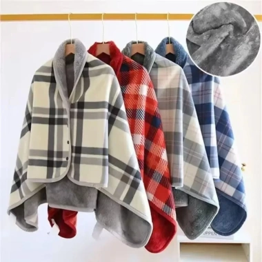 GOFIDIN Khăn choàng gia đình - Chăn lót lông cừu dày, polyester mềm, có nút, thích hợp văn phòng, du lịch - 177.552₫ 9