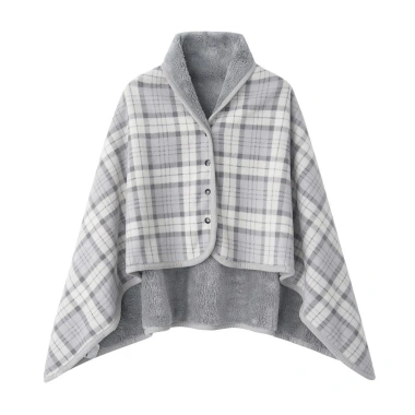 GOFIDIN Khăn choàng gia đình - Chăn lót lông cừu dày, polyester mềm, có nút, thích hợp văn phòng, du lịch - 177.552₫ 10