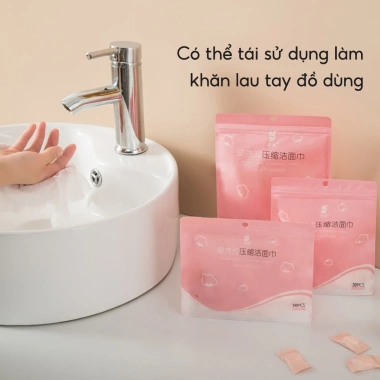 Gói 10 khăn mặt nén dạng viên kẹo YOUME dùng 1 lần - Tiện lợi cho du lịch, khách sạn, giá chỉ 8.500 VND