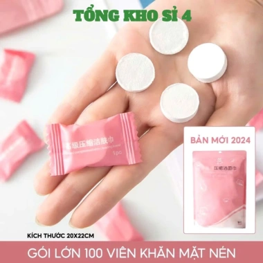 Gói 100 viên Khăn giấy nén dùng 1 lần - Tiện lợi cho du lịch, giá chỉ 54.873₫