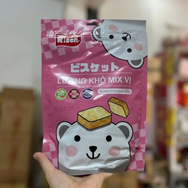 Gói 22 miếng Lương khô Risen 288g mix vị đậu phộng & sữa muối - Siêu ngon, giá 29.000₫ 5