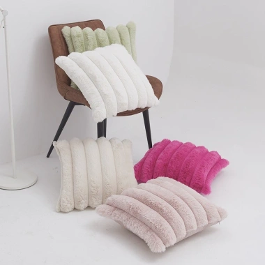 Gối 3D Lông Tơ Rộng Sọc - Đệm Vuông Tối Giản Sofa Phòng Khách, Giá 135.945đ
