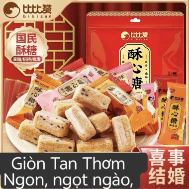 Gói 500g Kẹo Giòn Đậu Phộng Mix vị Mè Dừa, BiBiZan Giòn tan ngọt ngào, chỉ 100k