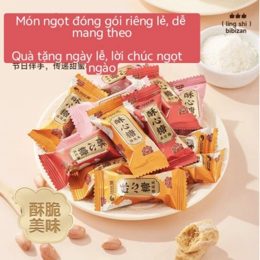 Gói 500g Kẹo Giòn Đậu Phộng Mix vị Mè Dừa, BiBiZan Giòn tan ngọt ngào, chỉ 100k