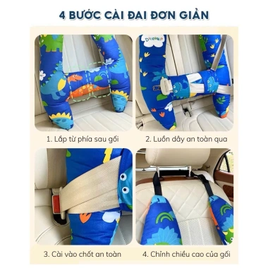 Gối an toàn ô tô trẻ em – tựa đầu cổ, dây an toàn, bảo vệ vai, ngủ trưa du lịch, chỉ 155.000đ 7