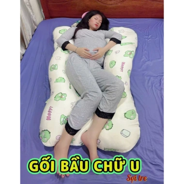 Gối bầu chữ U Zcare giảm chuột rút, vải sợi tre, gòn 7D 1.35x0.82m - 559k