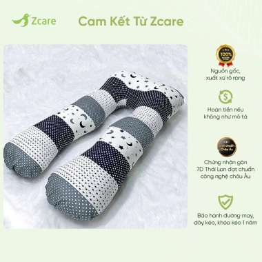 Gối bầu chữ U Zcare giảm chuột rút, vải sợi tre, gòn 7D 1.35x0.82m - 559k