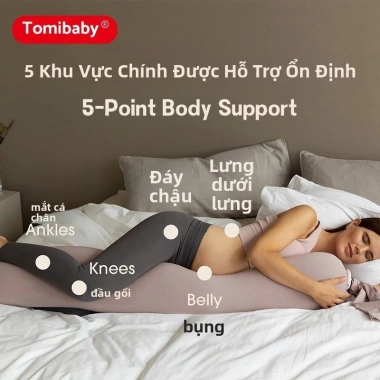 Gối bầu Domibaby - Gối ngủ bên hỗ trợ thắt lưng, bụng, dài 180cm, giảm đau thai kỳ 2