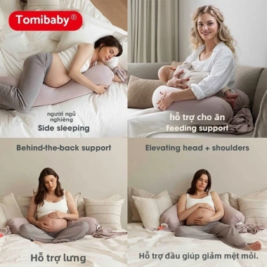 Gối bầu Domibaby - Gối ngủ bên hỗ trợ thắt lưng, bụng, dài 180cm, giảm đau thai kỳ 3